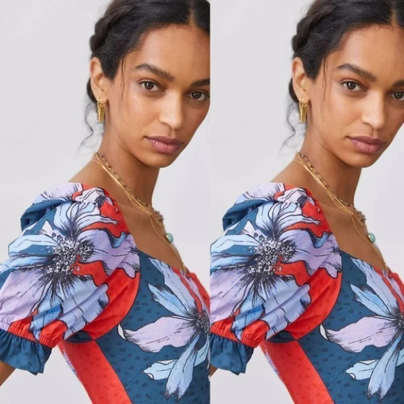 Anthropologie Conditions Apply Floral Puff-Sleeved Blouse Size Small NWOT - Picture 12 of 12